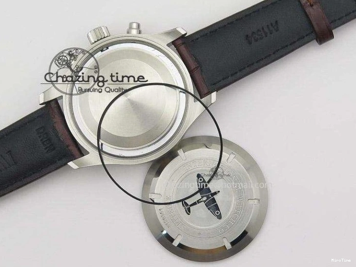 MIROTIME 0504 Pilot Chrono SS 3878 Gray Dial on Brown Leather Strap A Resilient 7395